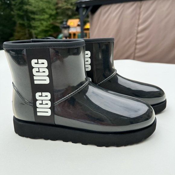 UGG Australia Classic Clear Mini Boot Black Sz 7 Brand New Waterproof Rainboot - Picture 2 of 7